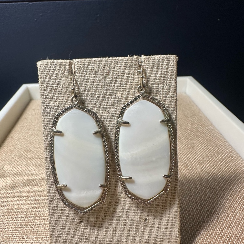 Kendra Scott White and Gold Drop Earrings